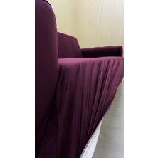 Italyan Süet Koruyucu Esnek Elastik Giydirme Koltuk Örtüsü - Mürdüm - 3+2 (2 Parça Set)