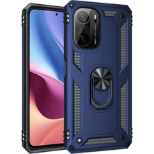Magicool Xiaomi Poco F3 Kılıf Sofya Yüzüklü Silikon Kapak - Lacivert