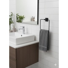 Octopus Bazaar Yapışkanlı Siyah Kare Havluluk Banyo Mutfak Havlu Askılık