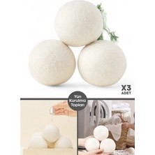 Berdina Home 3 Adet Çamaşır Yün Kurutma Topu Xxl Büyük Boy Doğal Yumuşatıcı Çamaşır Kurutma Makinesi Topları