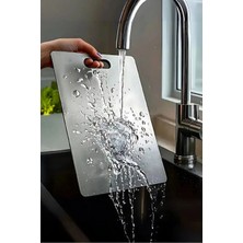 Berdina Home Paslanmaz Çelik Metal Tezgah Koruyucu Kesme Çelik Tahtası Hamur Açma Tezgahı 23X34 cm