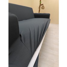 Mikro Lastikli Kaymaz Elastik Koruyucu Giydirme Koltuk Örtüsü - Antrasit - 3+2+1 (3 Parça Set)