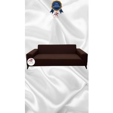 Mikro Lastikli Kaymaz Elastik Koruyucu Giydirme Koltuk Örtüsü - Kahverengi - 3'lü (1 Parça)