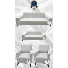 Baby Face Lastikli Koruyucu Giydirme Koltuk Örtüsü - Krem - 3+2+1+1 (4 Parça Set)
