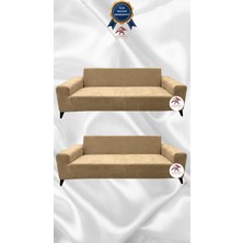 Baby Face Lastikli Koruyucu Giydirme Koltuk Örtüsü - Sütlü Kahve - 3+3 (2 Parça Set)