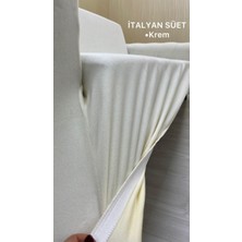 Italyan Süet Koruyucu Esnek Elastik Giydirme Koltuk Örtüsü - Krem - 3+2 (2 Parça Set)