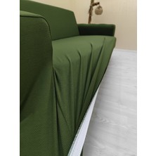 Mikro Lastikli Kaymaz Elastik Koruyucu Kolsuz Koltuk Örtüsü - Haki Yeşili - 3+2+1+1 (4 Parça Set)