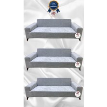 Baby Face Lastikli Koruyucu Giydirme Koltuk Örtüsü - Açık Gri - 3+3+3 (3 Parça Set)