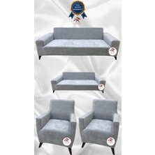 Baby Face Lastikli Koruyucu Giydirme Koltuk Örtüsü - Açık Gri - 3+2+1+1 (4 Parça Set)