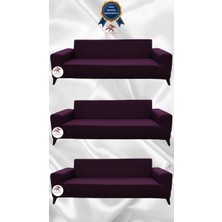 Mikro Lastikli Kaymaz Elastik Koruyucu Giydirme Koltuk Örtüsü - Fuşya - 3+3+3 (3 Parça Set)