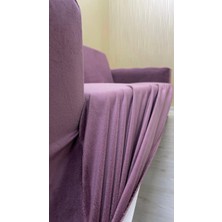 Italyan Süet Koruyucu Esnek Elastik Kolsuz Koltuk Örtüsü - Gülkurusu - 3+1 (2 Parça Set)