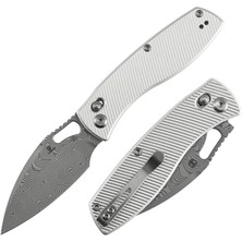 Tenable Heron | Çapraz Kilitli | Kumlanmış Alüminyum Sap | Su Dalgalı Damascus Çelik Çakı | B2124V3