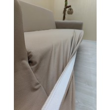 Mikro Lastikli Kaymaz Elastik Koruyucu Giydirme Koltuk Örtüsü - Vizon - Tekli (1 Parça)