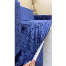 Parlak Kadife Geometrik Desenli Koruyucu Kolsuz Koltuk Örtüsü - Parlament - 3+1+1 (3 Parça Set)