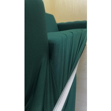 Mikro Lastikli Kaymaz Elastik Koruyucu Kolsuz Koltuk Örtüsü - Zümrüt Yeşili - 3'lü Set (1 Parça)