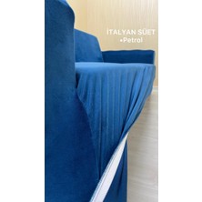 Italyan Süet Koruyucu Esnek Elastik Giydirme Koltuk Örtüsü - Petrol - 3'lü (1 Parça)