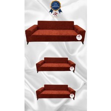 Baby Face Lastikli Koruyucu Giydirme Koltuk Örtüsü - Kiremit - 3+2+2 (3 Parça Set)