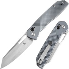 Tenable Shard | Çapraz Kilitli | Gri Alüminyum Sap | Taşlanmış 14C28N Çelik Çakı | T1006V4