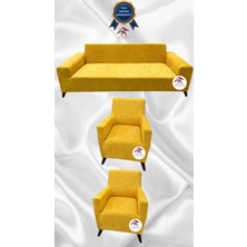Baby Face Lastikli Koruyucu Giydirme Koltuk Örtüsü - Hardal - 3+1+1 (3 Parça Set)