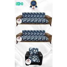 Baskı Desenli Elastik Esnek Kadife Koruyucu Kolsuz Koltuk Örtüsü - Bk-08 - 3+3+1 (3 Parça Set)