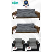 Baskı Desenli Elastik Esnek Kadife Koruyucu Kolsuz Koltuk Örtüsü - Bk-05 - 3+3+1+1 (4 Parça Set)