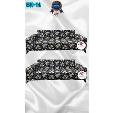 Baskı Desenli Elastik Esnek Kadife Koruyucu Giydirme Koltuk Örtüsü - Bk-14 - 3+3 (2 Parça Set)
