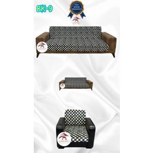 Baskı Desenli Elastik Esnek Kadife Koruyucu Kolsuz Koltuk Örtüsü - Bk-09 - 3+2+1 (3 Parça Set)