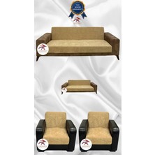 Baby Face Lastikli Koruyucu Kolsuz Koltuk Örtüsü - Sütlü Kahve - 3+2+1+1 (4 Parça Set)