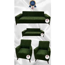 Baby Face Lastikli Koruyucu Giydirme Koltuk Örtüsü - Haki Yeşili - 3+2+1+1 (4 Parça Set)