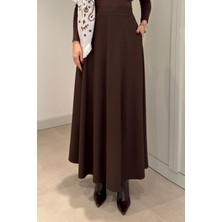 Magarde Midi Kloş Etek- Kahverengi