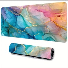 Sge Teknoloji 65X25 cm  Renkli Mermer Temalı Kaydırmaz Taban Speed Yüzey Oyuncu Mouse Pad Gaming