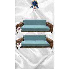 Mikro Lastikli Kaymaz Elastik Koruyucu Kolsuz Koltuk Örtüsü - Mint - 3+3 (2 Parça Set)