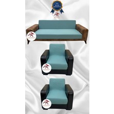 Mikro Lastikli Kaymaz Elastik Koruyucu Kolsuz Koltuk Örtüsü - Mint - 3+1+1 (3 Parça Set)