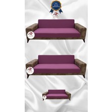 Mikro Lastikli Kaymaz Elastik Koruyucu Kolsuz Koltuk Örtüsü - Gülkurusu - 3+3+2 (3 Parça Set)
