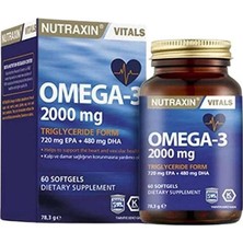 Nutraxin Omega-3 2000 Mg Epa ve Dha Omega-3 Yağ Asitleri Içeren Takviye Edici Gıda 60 Kapsül