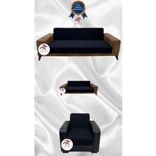 Mikro Lastikli Kaymaz Elastik Koruyucu Kolsuz Koltuk Örtüsü - Siyah - 3+2+1 (3 Parça Set)