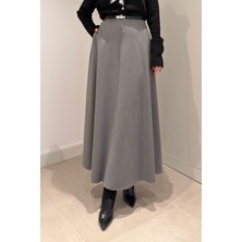 Magarde Midi Kloş Etek- Gri