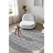 Colore Home Liya Daire Yuvarlak Gri Bukle Halı Salon Yatak Odası Koridor Halısı