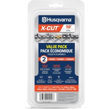 Husqvarna X-Cut SP33G 18 Inç Elektrikli Testere Zinciri, 2'li Paket, 0,000 cm Adım, 0,50 Inç Ölçer,