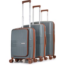 Pierre Cardin Ultra Hafif Polipropilen Laptop Bölmeli Kırılmaz 3 Lü Valiz Seti