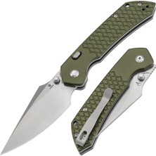 Tenable Fenrir | Üstten Kilitli | Balık Pul Desenli Yeşil Eloksallı Alüminyum Sap | Taşlanmış Nitro-V Bıçak Çelik Çakı | B1034H7