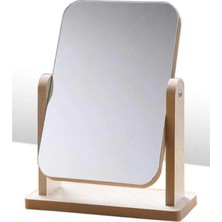 Dönebilir Lüx Ahşap Ayarlanabilir Masa, Makyaj, El Aynası Büyük Boy 18 cm