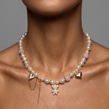 THEIA GemWorks Calli  — Pembe Kuvars & Mayorka İnci Kadın Kolye