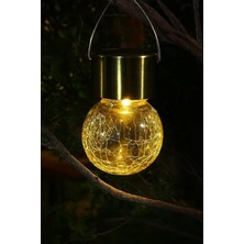 Vento Store Coverzone Solar Bahçe Lambası, Kırık Cam Desenli Kristal Top, Sarı Işık, 200 Mah, Güneş Enerjisi Ile