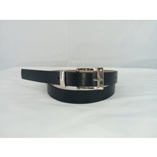 Azze 2 cm Siyah Kemer – Gümüş Görünümlü Nikel Kaplama Metal Tokalı ve Köprülü Klasik Model