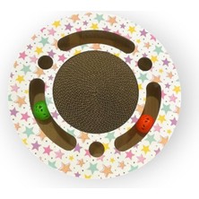 Vento Store Rotipet Yıldız Desenli Toplu Yuvarlak Kedi Oyuncağı ve Tırmalama, 34 cm