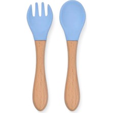 Vento Store 2'li Bambu Saplı Silikon Bebek Kaşık ve Çatal Seti – Yumuşak Uçlu, Bpa Içermez, 3 Renk Seçenekli – B