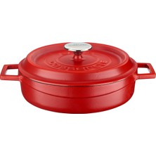 Lava Metal Spring Serisi - Döküm Çok Amaçlı Tencere, Yuvarlak, 24 Cm, Mat Emaye, Parlak Siyah Taban,