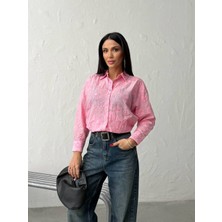 EAS Giyim Nakışlı Çiçek Desenli Pamuklu Gömlek