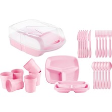 Qcraft 6 Kişilik Piknik Seti Çatal, Bıçak, Kaşık, Bardak, Tabak Komple Set 31 Parça